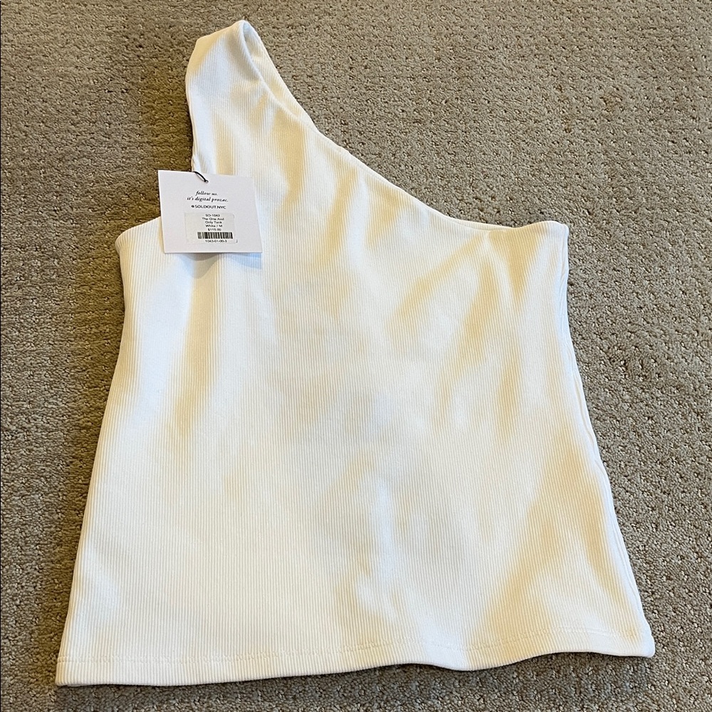 One-Shoulder White Tank Top